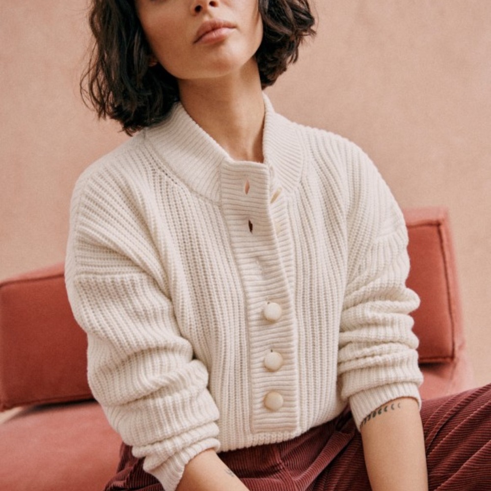 Cream Chunky Knit Cropped Cardigan